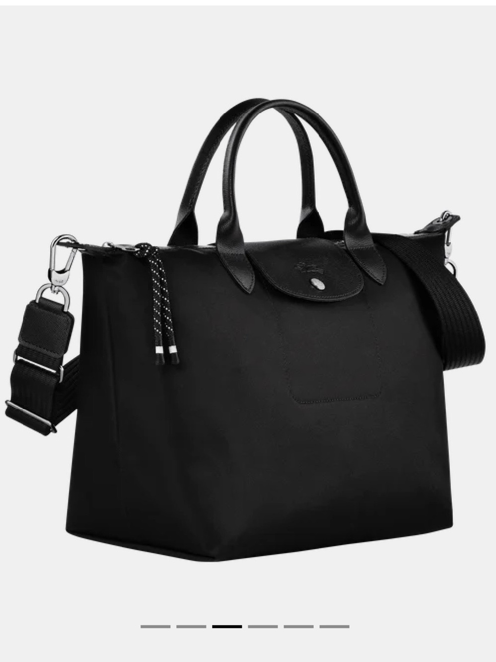 Longchamp Le Pliage Energy - Handbag L Black Nylon Shoulder Tote w Leather Trim